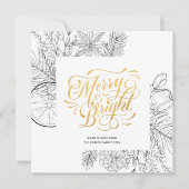 Modern Gold Script Pine Bough Minimalist Floral Feestdagenkaart (Voorkant)