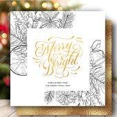 Modern Gold Script Pine Bough Minimalist Floral Feestdagenkaart