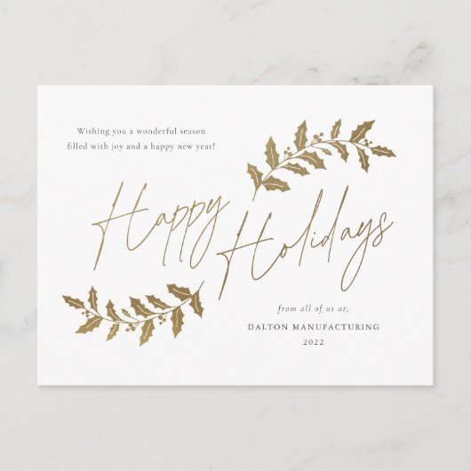 Modern Gold Script Prettige feestdagen Business (Voorkant)