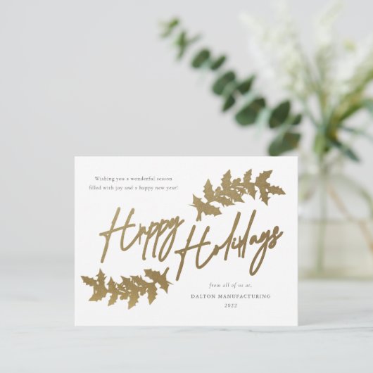 Modern Gold Script Prettige feestdagen Business (Staand voorkant)