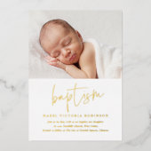 Modern Gold Script Religious Baptism & Christening Folie Uitnodiging (Voorkant)