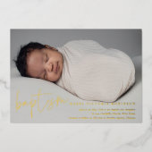 Modern Gold Script Religious Baptism & Christening Folie Uitnodiging (Voorkant)