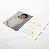 Modern Gold Script Religious Baptism & Christening Folie Uitnodiging (Gedraaid)