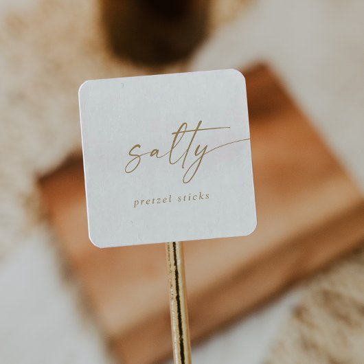 Modern Gold Script Salty Wedding Favor Vierkante Sticker