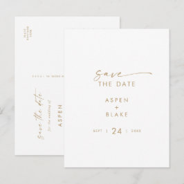 Modern Gold Script Save the Date Uitnodiging Briefkaart