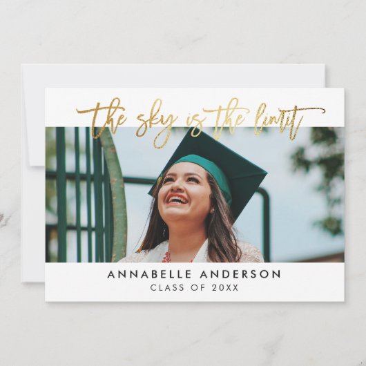 Modern Gold Script Sky is het Afstuderen Limiet Kaart (Voorkant)
