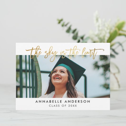 Modern Gold Script Sky is het Afstuderen Limiet Kaart (Staand voorkant)