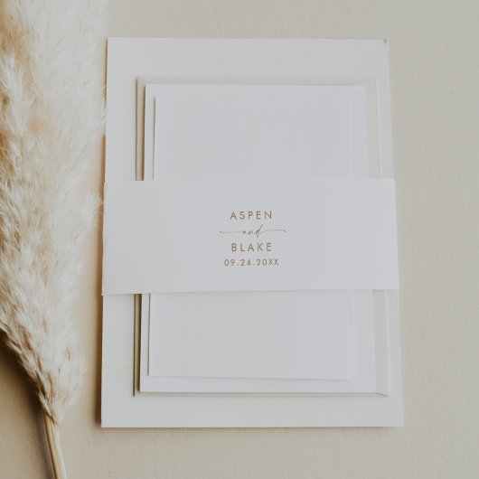 Modern Gold Script Styled Names Wedding Uitnodigingen Wikkel