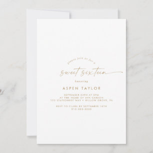 Modern Gold Script Sweet Sixteen Birthday Kaart