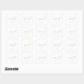 Modern Gold Script Sweet Wedding Favor Vierkante Sticker (Vel)