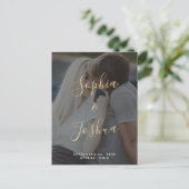 Modern Gold Script Vellum Look Foto Sla de datum o Briefkaart (Staand voorkant)