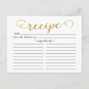 Modern Gold Script Vrijgezellenfeest Recept Kaarte Briefkaart