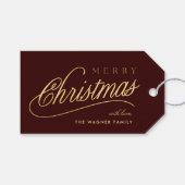 Modern Gold Script Vrolijk Kerstfeest Cadeaulabel (Voorkant (Horizontaal))