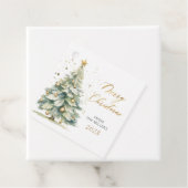 Modern Gold Script Waterverf kerstboom Bedankjes Labels (In situ)