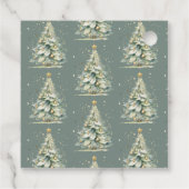 Modern Gold Script Waterverf kerstboom Bedankjes Labels (Achterkant)