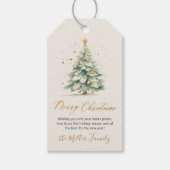 Modern Gold Script Waterverf Kerstboom Cream Cadeaulabel (Voorkant)