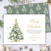 Modern Gold Script Waterverf kerstboom Feestdagenkaart