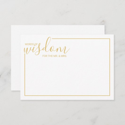 Modern Gold Script Weddenvice en -kroes Advieskaart (Voorkant / Achterkant)