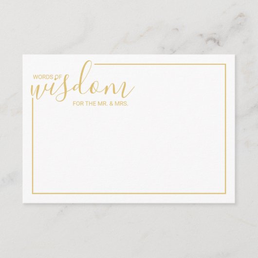 Modern Gold Script Weddenvice en -kroes Advieskaart (Voorkant)