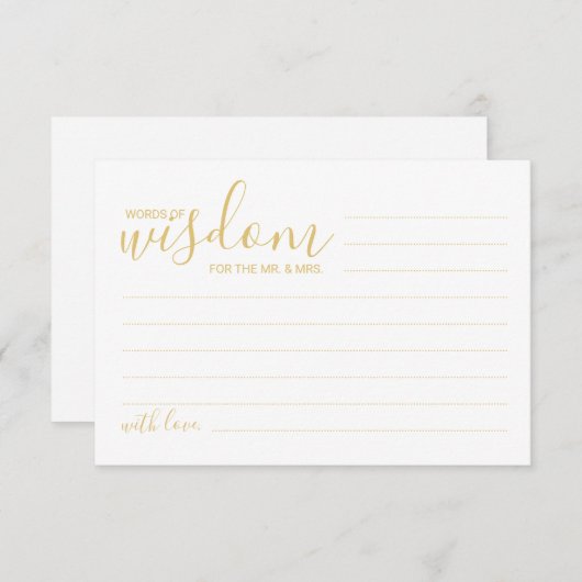 Modern Gold Script Weddenvice en -kroes Advieskaart (Voorkant / Achterkant)