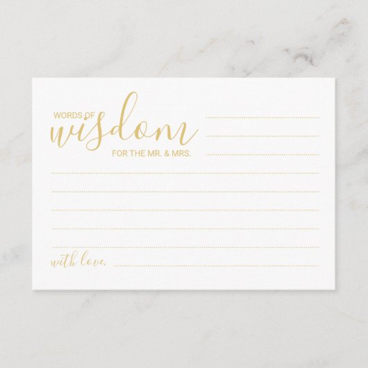 Modern Gold Script Weddenvice en -kroes Advieskaart (Voorkant)