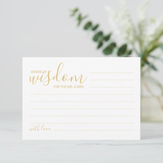 Modern Gold Script Weddenvice en -kroes Advieskaart (Staand voorkant)