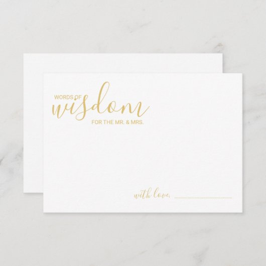 Modern Gold Script Weddenvice en -kroes Advieskaart (Voorkant / Achterkant)