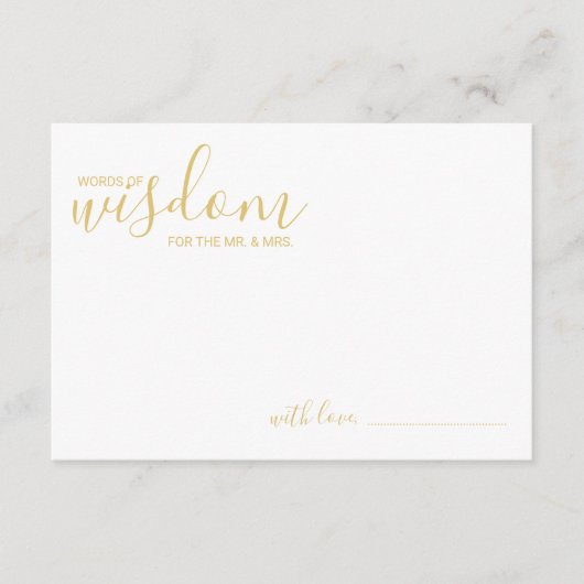 Modern Gold Script Weddenvice en -kroes Advieskaart (Voorkant)
