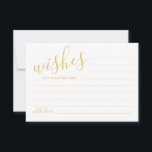 Modern Gold Script Weddenvice en -kroes Advieskaart<br><div class="desc">Voeg een persoonlijke aanraking aan uw bruiloft toe met een modern manuscript trouwadvies en wenst kaart. Deze advieskaart is voorzien van een titel in de gouden moderne lettertypestijl voor calligrafie en van details in de gouden moderne sans serif lettertypestijl op een witte achtergrond. Ideaal voor bruiloft, baby shower, verjaardagsfeest, vrijgezellenfeest,...</div>