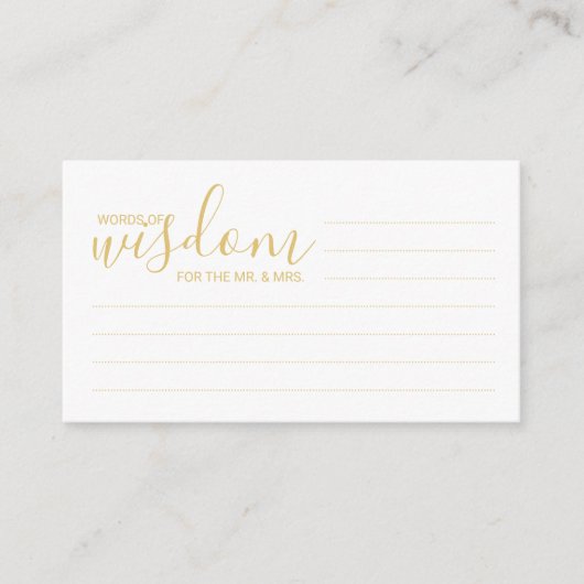 Modern Gold Script Weddenvice en -kroes Advieskaart (Voorkant)