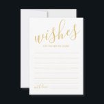Modern Gold Script Weddenvice en -kroes Advieskaart<br><div class="desc">Voeg een persoonlijke aanraking aan uw bruiloft toe met een modern manuscript trouwadvies en wenst kaart. Deze advieskaart is voorzien van een titel in de gouden moderne lettertypestijl voor calligrafie en van details in de gouden moderne sans serif lettertypestijl op een witte achtergrond. Ideaal voor bruiloft, baby shower, verjaardagsfeest, vrijgezellenfeest,...</div>