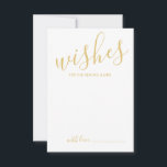 Modern Gold Script Weddenvice en -kroes Advieskaart<br><div class="desc">Voeg een persoonlijke aanraking aan uw bruiloft toe met een modern manuscript trouwadvies en wenst kaart. Deze advieskaart is voorzien van een titel in de gouden moderne lettertypestijl voor calligrafie en van details in de gouden moderne sans serif lettertypestijl op een witte achtergrond. Ideaal voor bruiloft, baby shower, verjaardagsfeest, vrijgezellenfeest,...</div>