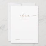 Modern Gold Script Wedding Advice Kaart<br><div class="desc">Deze moderne goudscripttrouwadvieskaart is perfect voor een minimalistische bruiloft en kan voor elke gebeurtenis worden gebruikt. Het eenvoudige gele gouden kleurenontwerp is voorzien van unieke industriële lettertypografie met een moderne boho-stijl. in elke kleur. Houd het ontwerp minimaal en elegant, zoals het is, of personaliseer het door uw eigen grafiek en...</div>