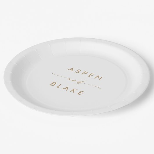 Modern Gold Script Wedding Cake Paper-Bord Papieren Bordje (Gekanteld)