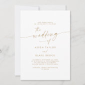 Modern Gold Script Wedding Invitation Kaart (Voorkant)