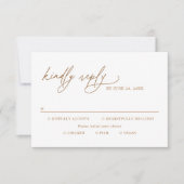 Modern Gold Script Wedding Meal Options RSVP Kaartje (Voorkant)