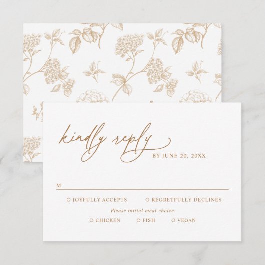 Modern Gold Script Wedding Meal Options RSVP Kaartje (Voorkant / Achterkant)