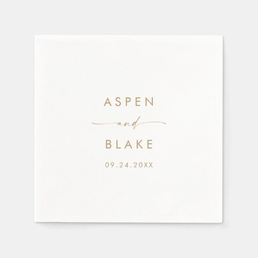 Modern Gold Script Wedding Napkins Servet (Voorkant)
