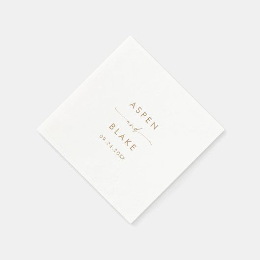 Modern Gold Script Wedding Napkins Servet (Hoek)