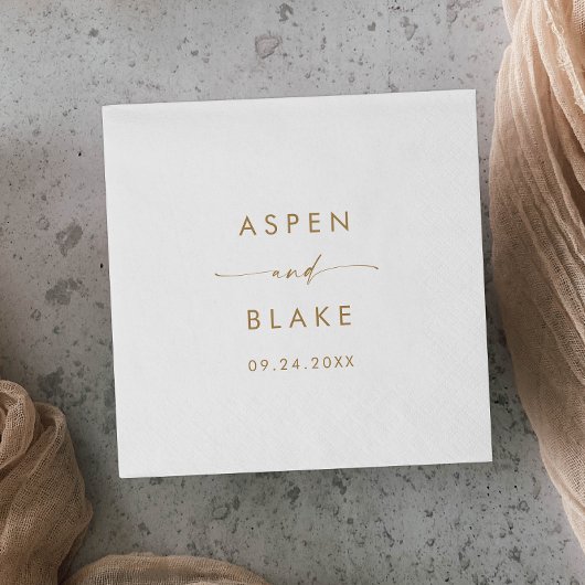 Modern Gold Script Wedding Napkins Servet