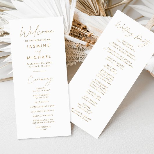 Modern Gold Script Wedding Program