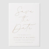 Modern Gold Script Wedding Save the Date Vellum Uitnodigingen (Voorkant)