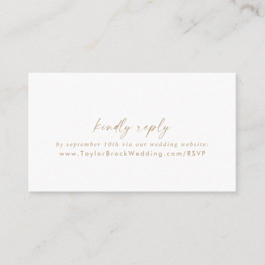 Modern Gold Script Wedding Website RSVP Informatiekaartje (Voorkant)