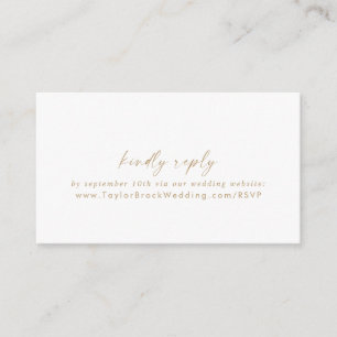 Modern Gold Script Wedding Website RSVP Informatiekaartje