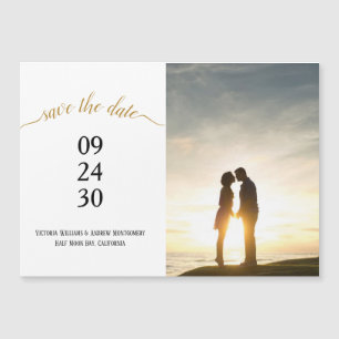 Modern Gold Script Weduwen Opslaan Datum Foto Magn