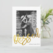 Modern Gold script zegende foto bedekking familie Aankondiging (Staand voorkant)