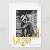 Modern Gold script zegende foto bedekking familie Aankondiging (Voorkant / Achterkant)