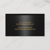 Modern Gold Shield Monogram Logo Black Metallic Visitekaartje (Achterkant)