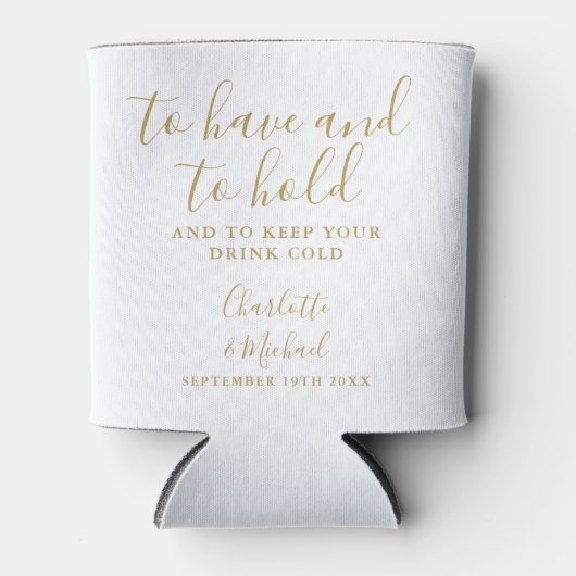 Modern Gold Signature Script Wedding Blikjeskoeler (Voorkant)