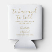 Modern Gold Signature Script Wedding Blikjeskoeler (Achterkant)